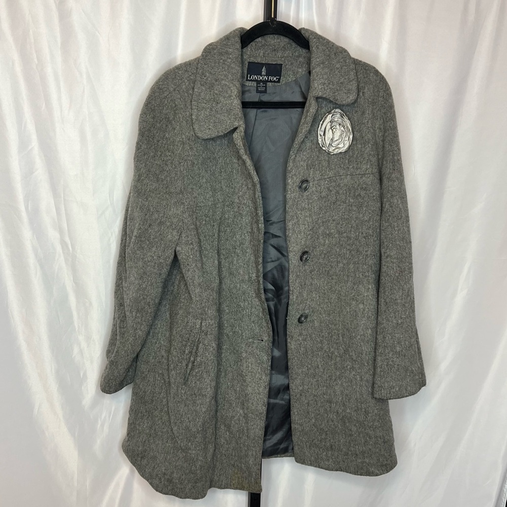 London Fog Gray Wool Blend Winter Coat, size 16 AS IS